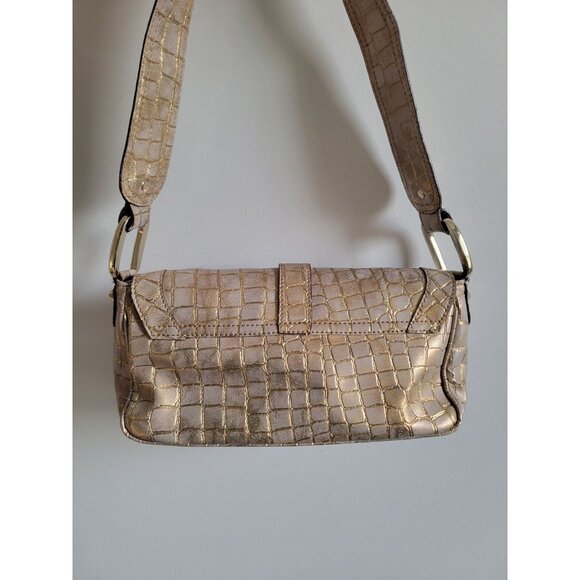Y2K GUESS Patent Leather Croc studded Shoulder Bag Bagget Gold vintage shimmer - Picture 6 of 12
